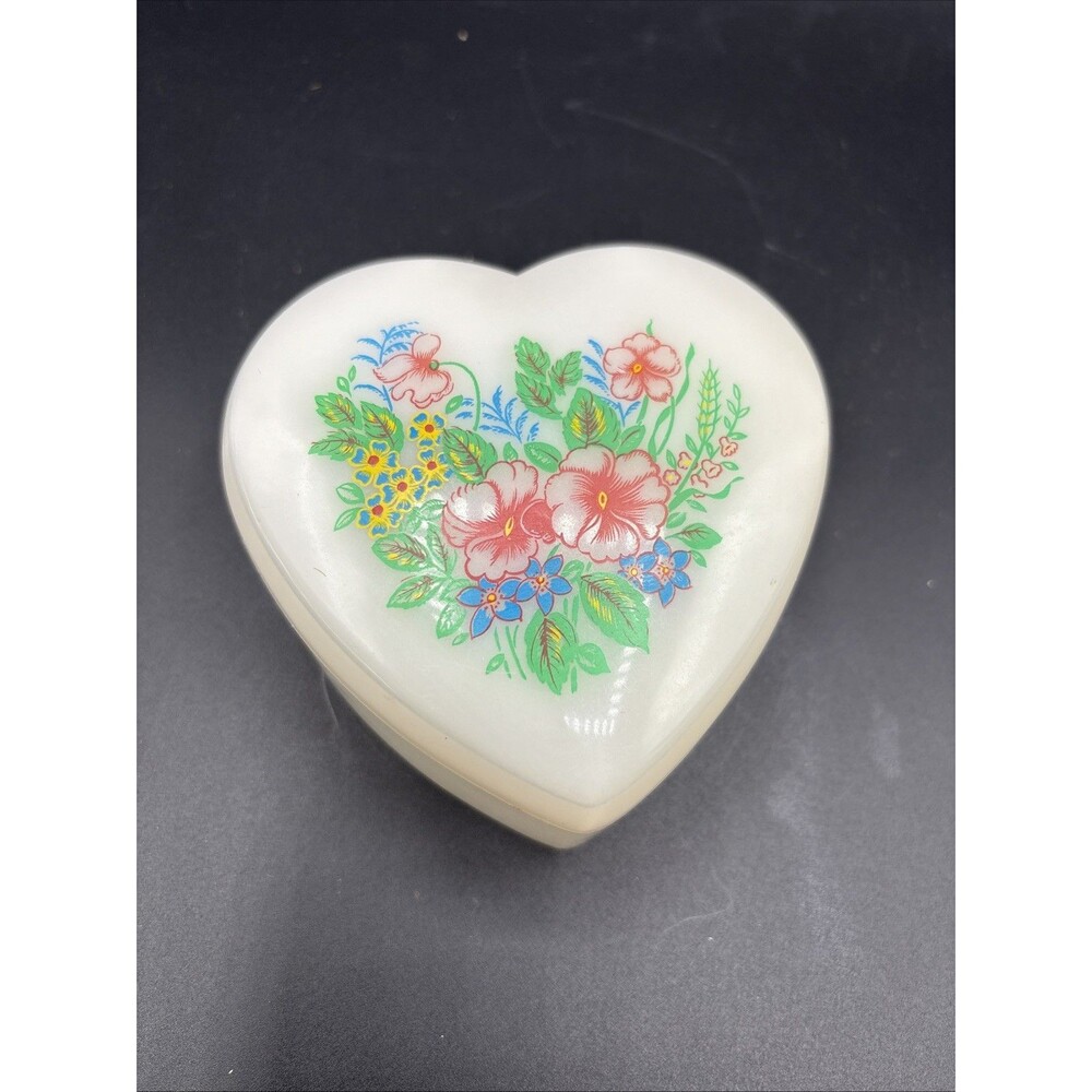 Vintage Plastic Heart Trinket Box, Made in Hong Kong, 1960s